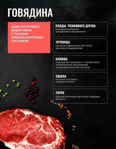 Сухой корм Одно Мясо Beef для взрослых собак всех пород, с говядиной, 800 г фото 4
