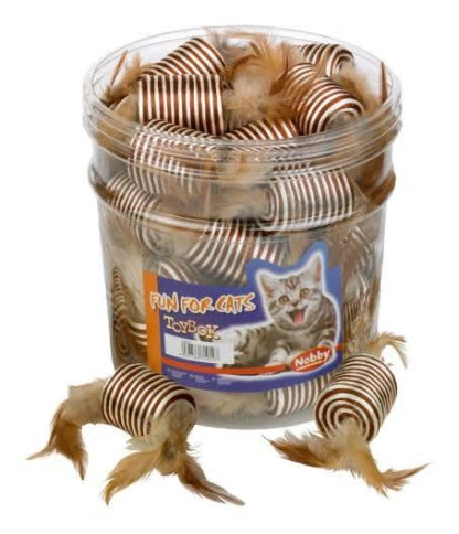 Игрушка NOBBY для кошек, с перьями, катушка, 5 см фото 1