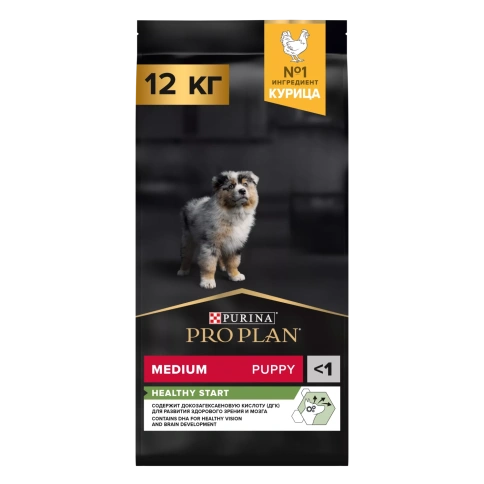 Сухой корм PRO PLAN Chicken для щенков средних пород, с высоким содержанием курицы, 12 кг фото 1