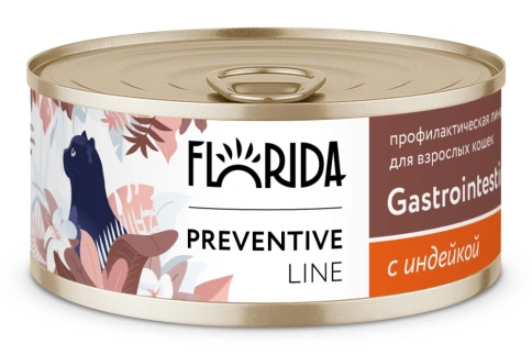 Влажный корм FLORIDA Gastrointestinal Turkey для кошек при расстройствах пищеварения, с индейкой, 100 г фото 1