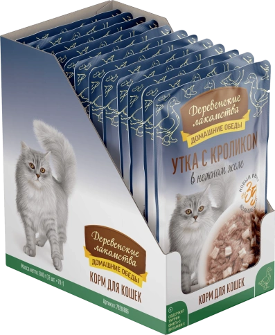 Влажный корм Деревенские Лакомства для кошек, с уткой и кроликом, 70 г фото 3