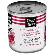 Влажный корм Dog`s Menu Beef для взрослых собак с говядиной кусочки в соусе, 340 г фото 1
