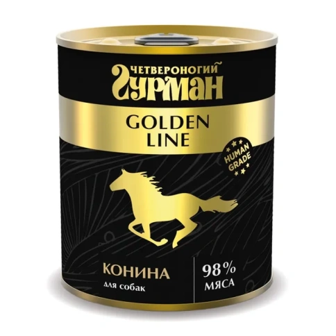 Влажный корм Четвероногий Гурман Golden line Horse Meat для собак, конина в желе, 340 г фото 1