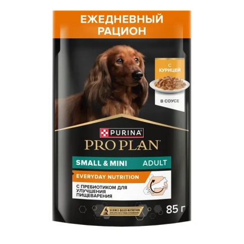 Влажный корм PRO PLAN Chicken для взрослых собак мелких и карликовых пород, с курицей в соусе, 85 г фото 1