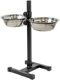 Миска Homepet для домашних животных, металлическая регулируемая подставка с мисками, 2 шт, диаметр 18 см, до 30 см, 700 мл фото 1