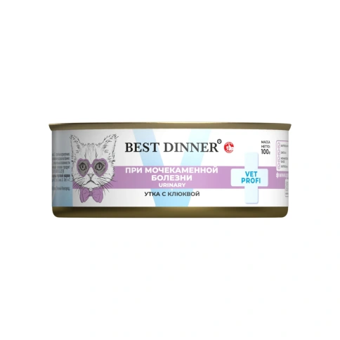 Влажный корм Best Dinner Veterinary Profi Urinary Exclusive Duck & Cranberry для стерилизованных кошек, мясные волокна в желе, с уткой и клюквой, 100 г фото 3
