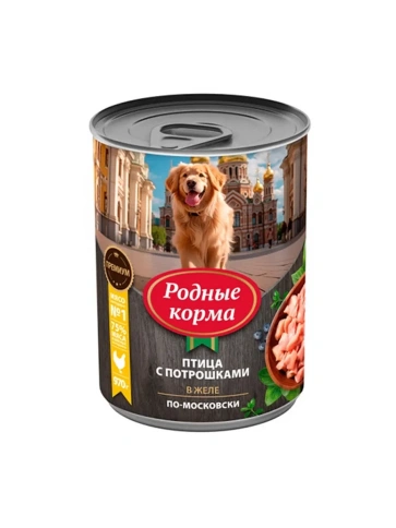 Влажный корм Родные корма Giblets для собак, птица с потрошками в желе по-московски, 970 г фото 1