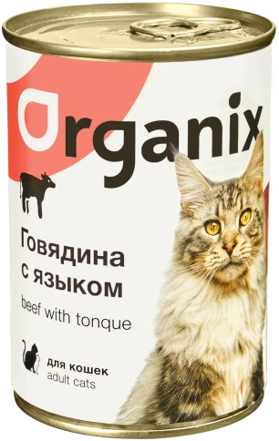 Влажный корм Organix Preventive Line Beef для кошек говядина с языком, 410 г фото 1