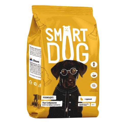 Сухой корм Smart Dog Chicken & Vegetables для собак крупных пород, с курицей и овощами, 800 г фото 1