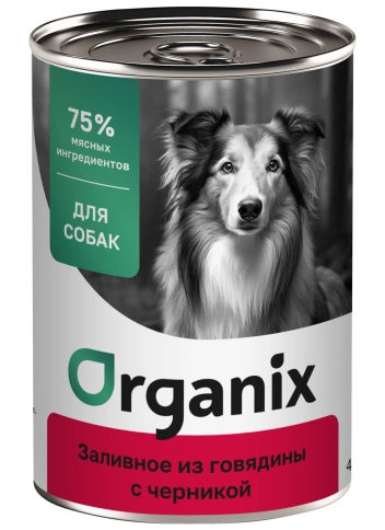 Влажный корм Organix Preventive Line Beef & Blueberry для собак Заливное из говядины, с черникой, 400 г фото 1