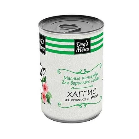 Влажный корм Dog`s Menu Lamb & Rice для взрослых собак хаггис из ягненка и риса, 340 г фото 1
