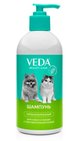 Шампунь Veda для собак и кошек с чувствительной кожей, гипоаллергенный, 500 мл фото 1