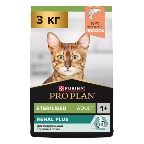 Сухой корм PRO PLAN Salmon для взрослых стерилизованных кошек и кастрированных котов, для поддержания органов чувств, с высоким содержанием лосося, 3 кг фото 1