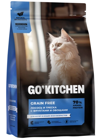 Сухой корм GO'KITCHEN для котят и кошек всех возрастов с лососем и треской, 3.63 кг фото 4