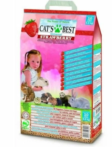 Наполнитель Cat`s Best Universal для кошачьих туалетов, древесный клубника, 10 л фото 1