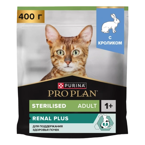 Сухой корм PRO PLAN Rabbit для взрослых стерилизованных кошек и кастрированных котов старше 1 года, с кроликом, 400 г фото 1