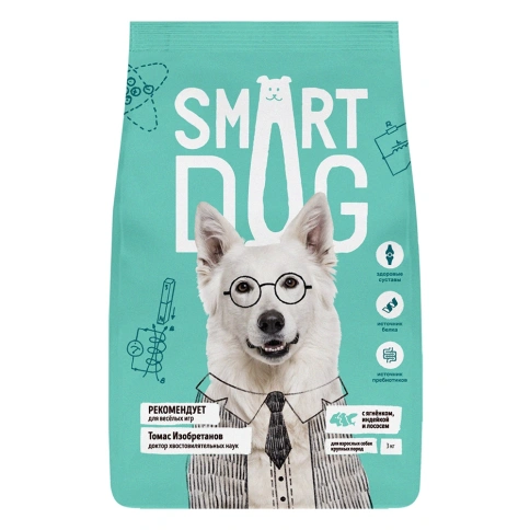 Сухой корм Smart Dog для взрослых собак крупных пород Active, с ягненком, лососем и индейкой, 3 кг фото 1