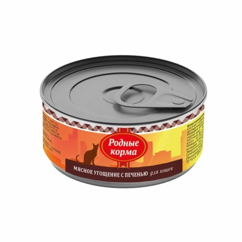 Влажный корм Родные корма Liver мясное угощение для кошек, с печенью, 100 г фото 1