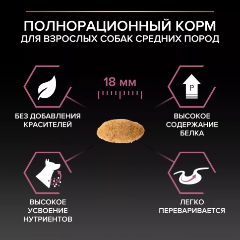 Сухой корм PRO PLAN Salmon для взрослых собак средних пород с чувствительной кожей, с высоким содержанием лосося, 14 кг фото 3