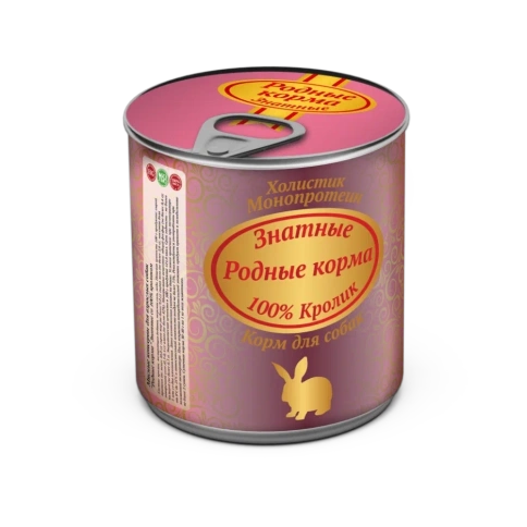 Влажный корм Родные корма знатные Rabbit для собак, с кроликом, 340 г фото 1